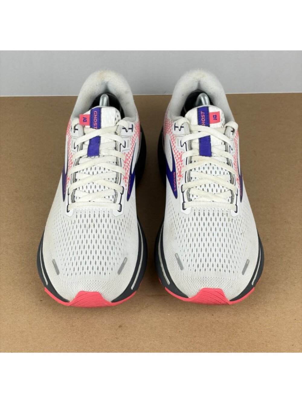 Brooks Ghost 14 Athletic Running Shoes Womens 10 White Purple Pink Breathable - Picture 2 of 10